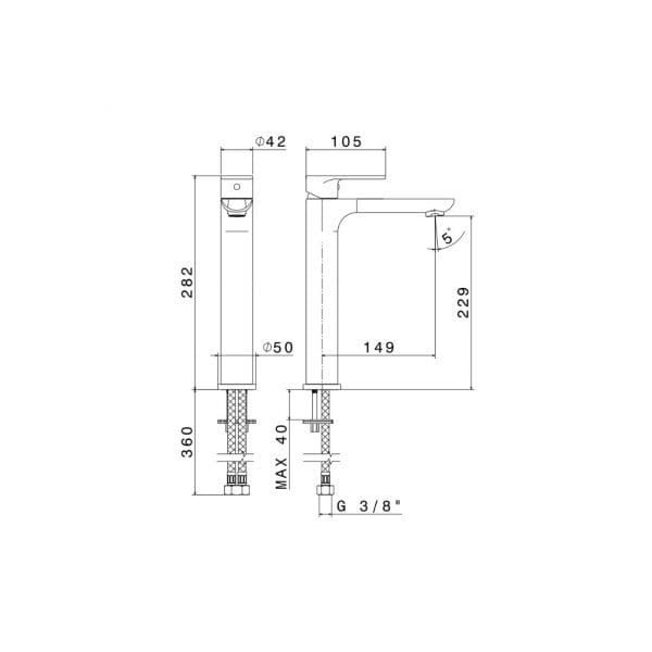 NEWFORM Extro miscelatore lavabo alto senza scarico - immagine 2