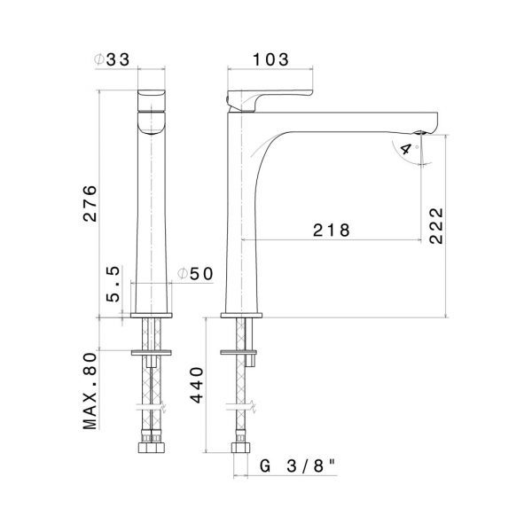 NEWFORM Linfa II miscelatore lavabo alto - immagine 2