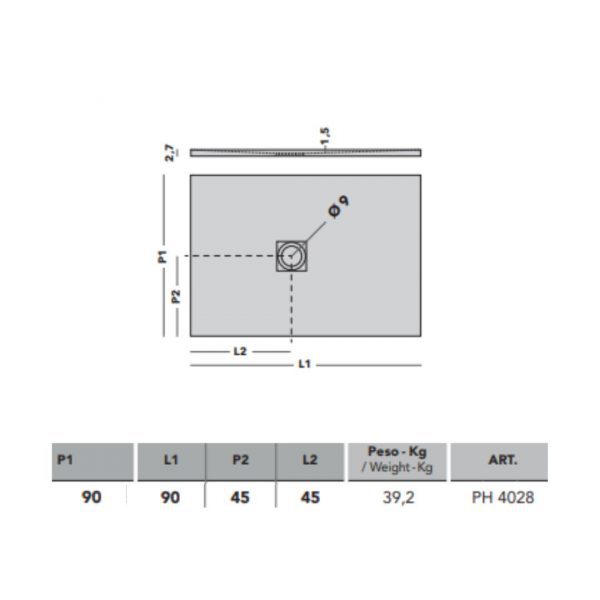 AGHA piatto doccia in resina Shave 90x90 - immagine 4